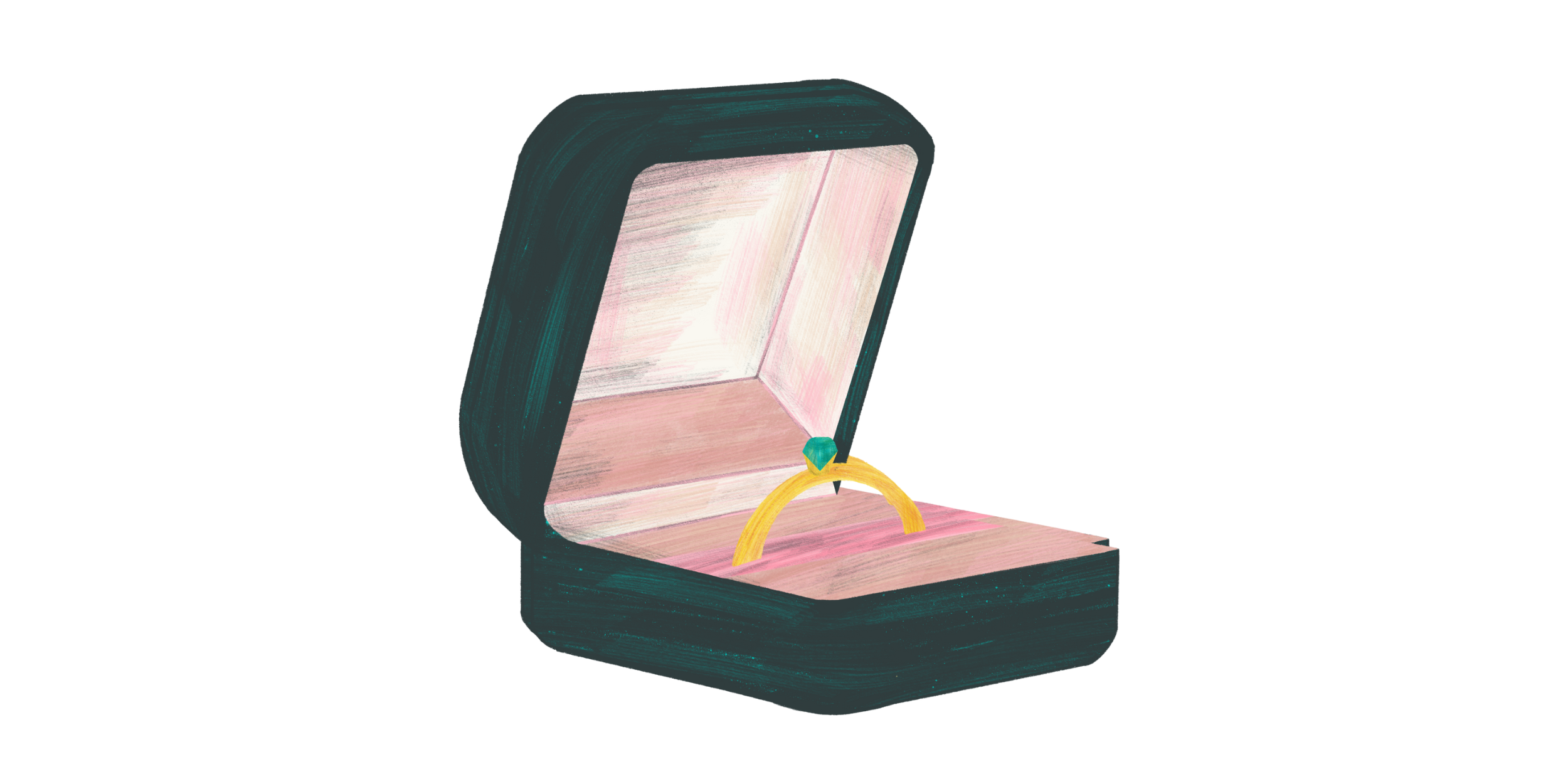 Engagement ring in a box illustration