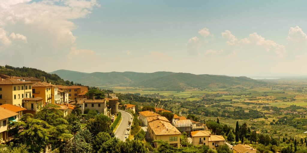 View over Cortona in Tuscany Italy