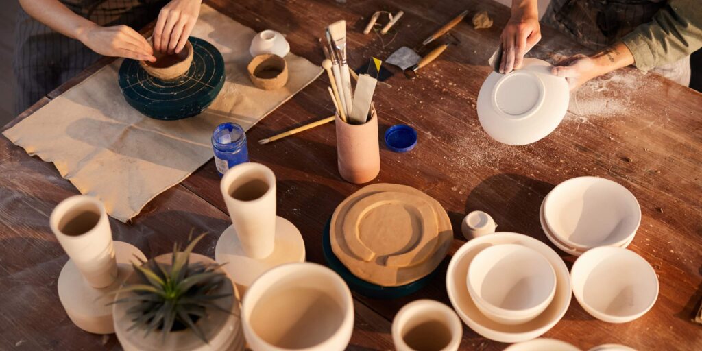 Biophilic Interior Design clay bowls and vases