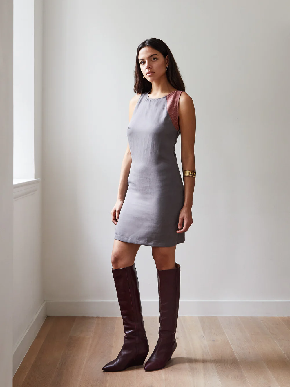 Blue Nude Cochineal Cut-Out Shift Dress