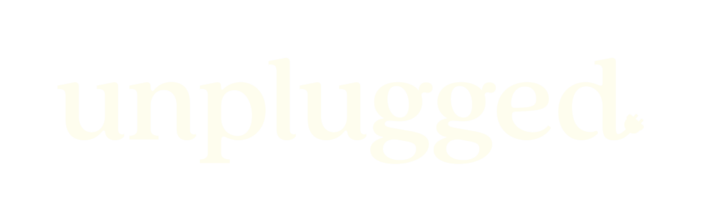 Unplugged logo in cream