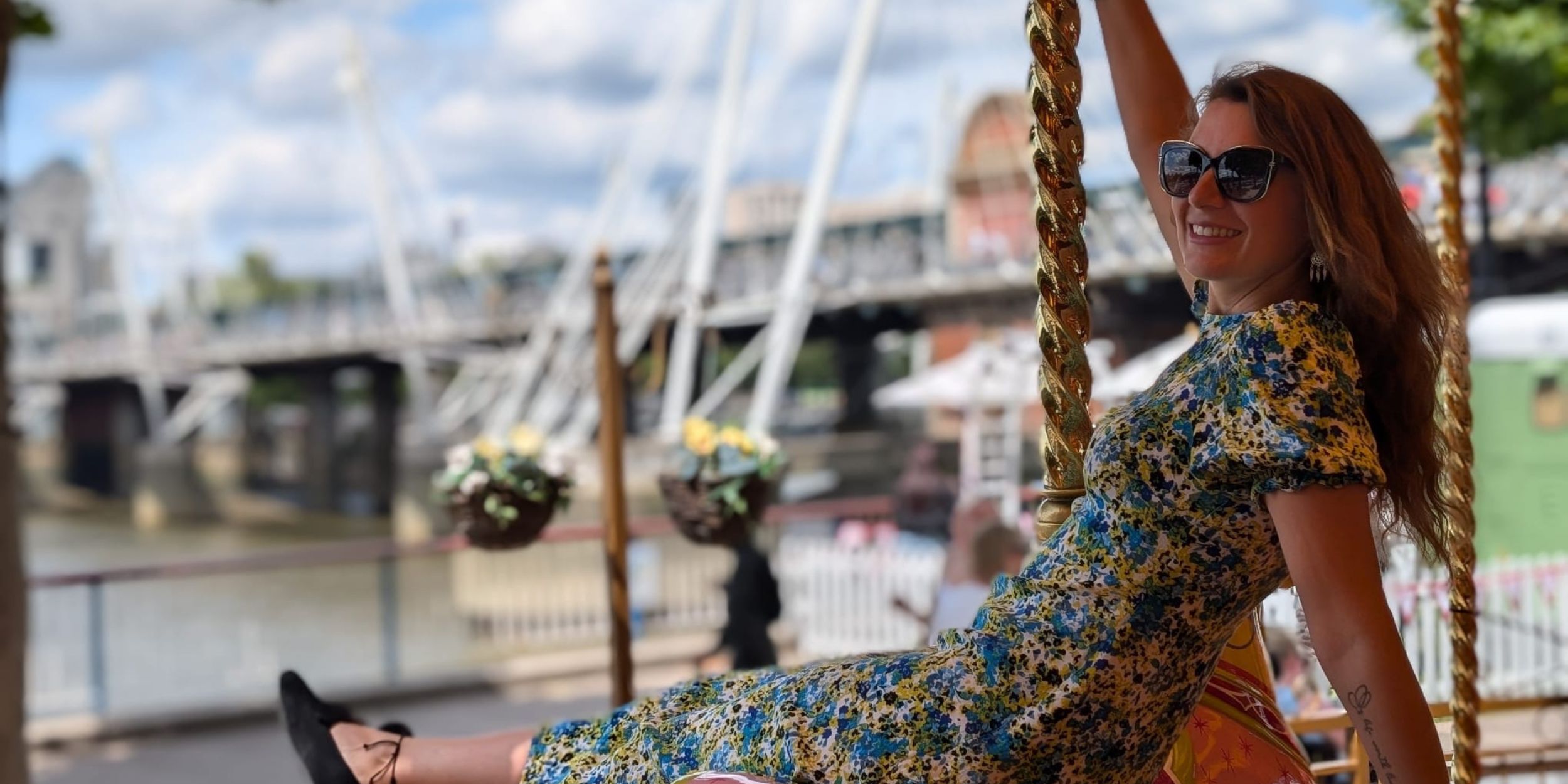 Still from the Still Here? Short film with actress and Co-Director Solène Anglaret on a swing