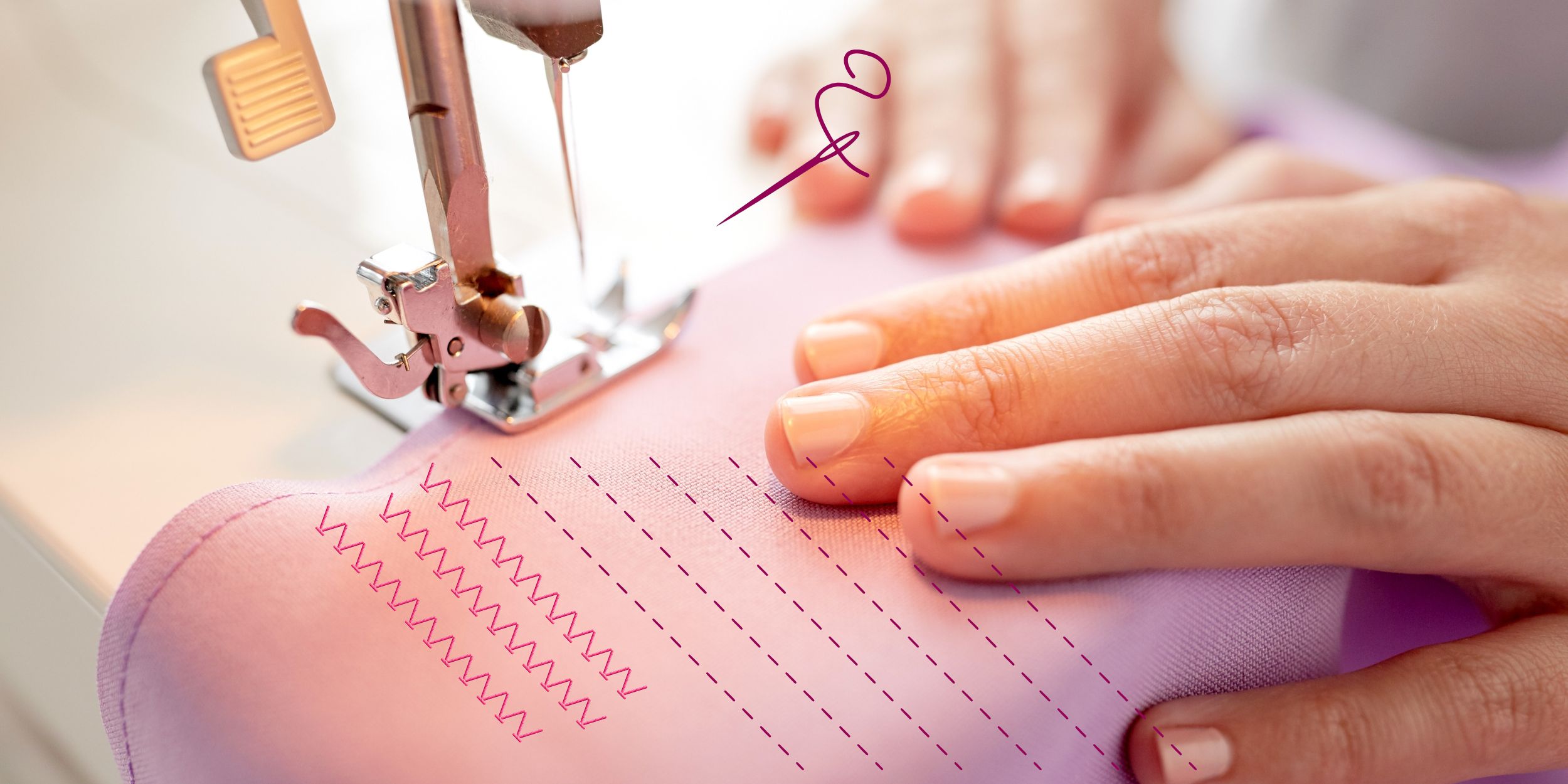 A person learning how to sew