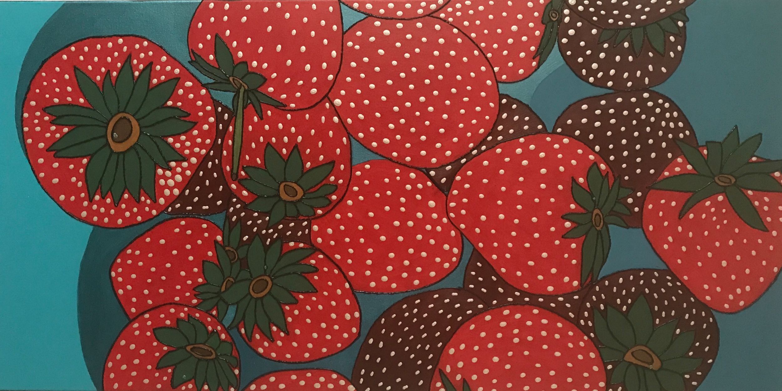 Strawberries by Christine Lowe, 20” x 40”, 2021