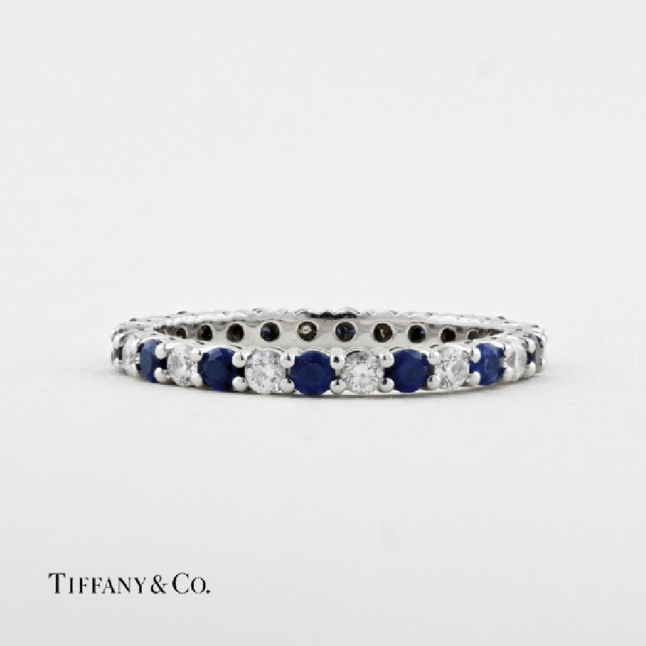 Pre-owned Tiffany Sapphire & Diamond Full Eternity Ring from Hatton Jewels