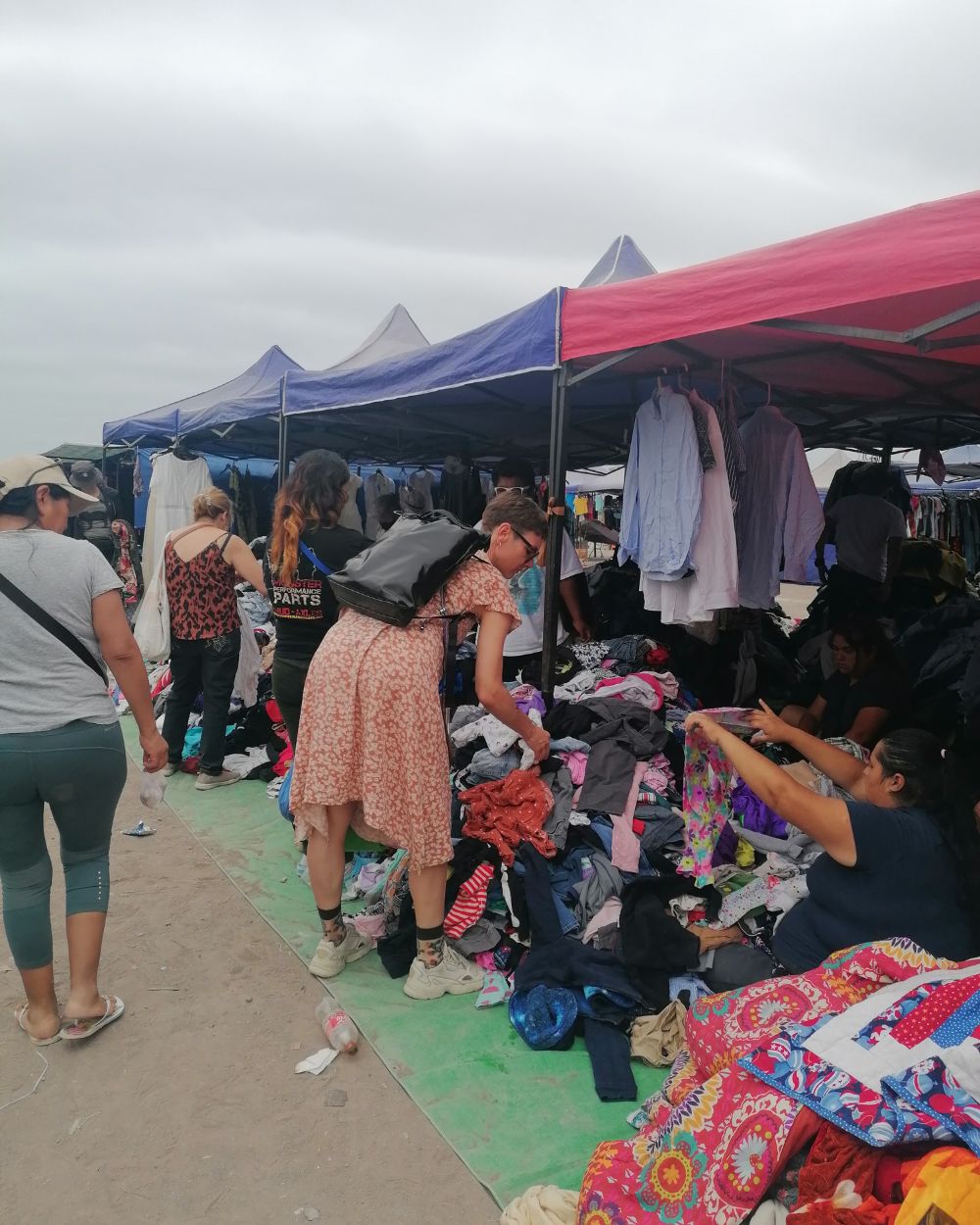 Lavinia Muth at a second-hand clothing market in Chile