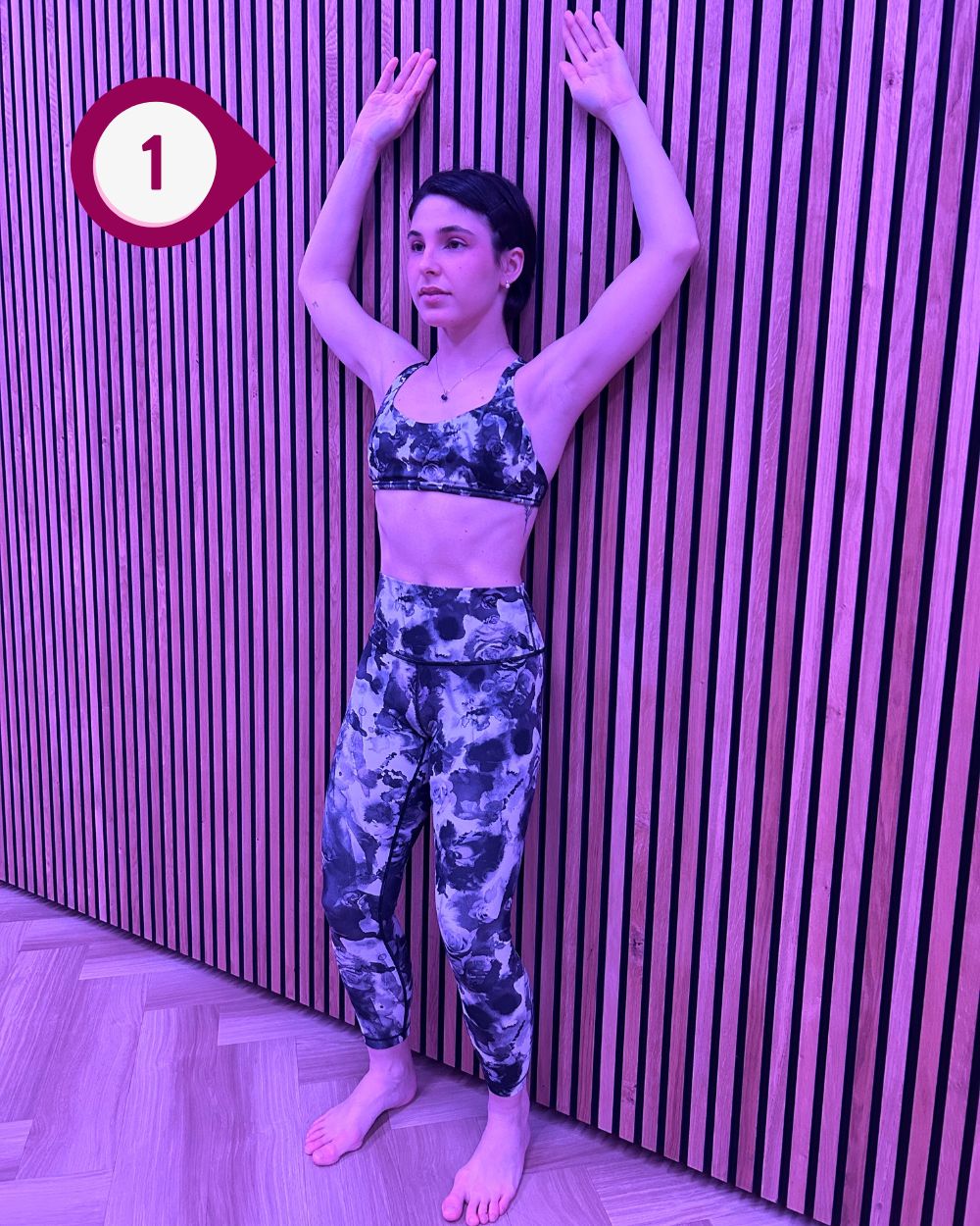 Precision Movement and Training Snow Wall Angel Exercise With Model Elena Filippi - Position 1.
