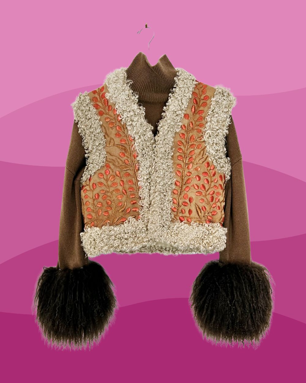 AQL&NAFS: Stylish Afghani Coat in Orange and Brown