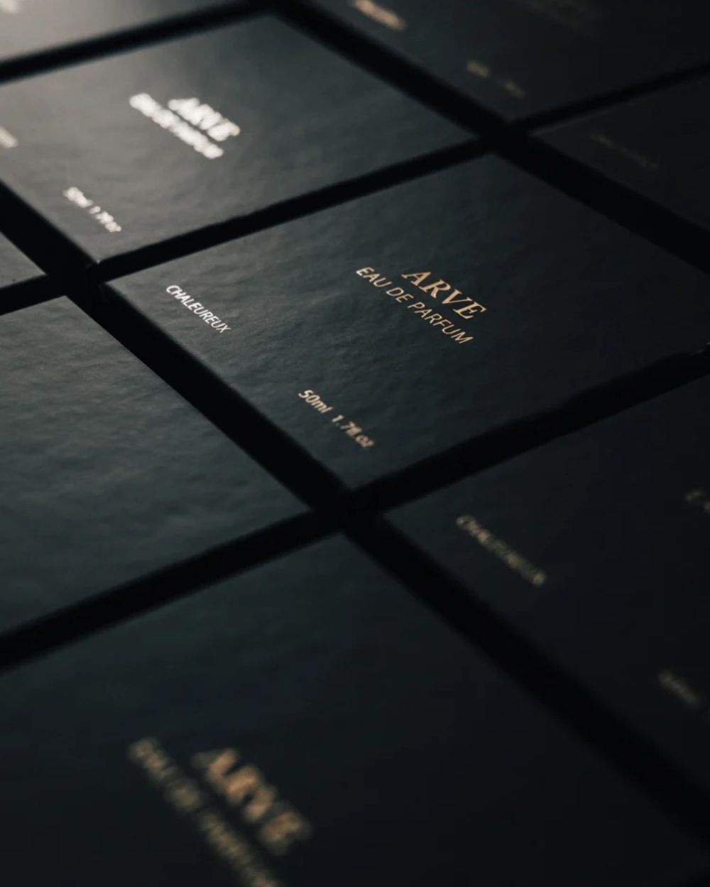ARVE Parfum Packaging in black
