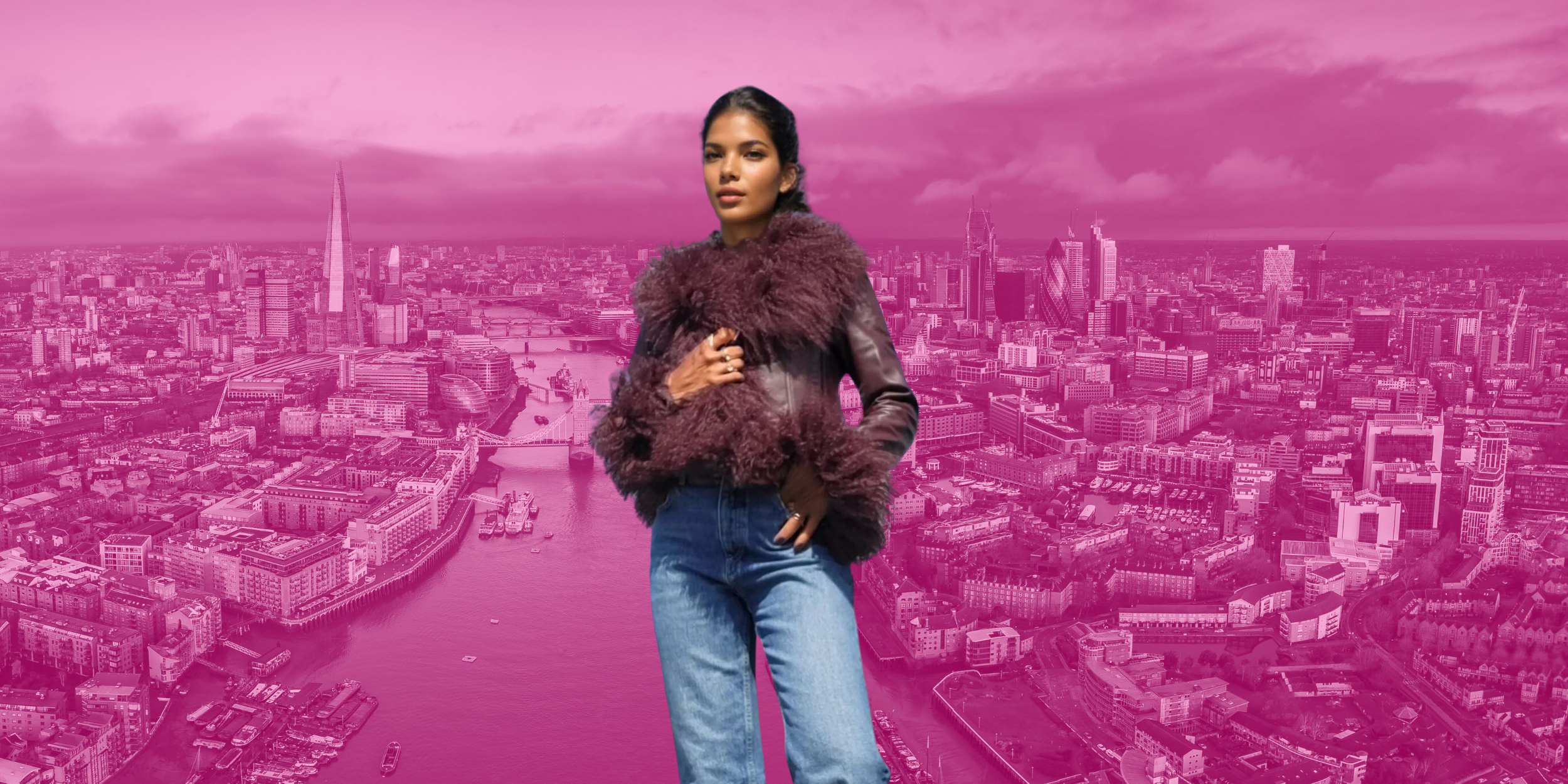 Amal Cropped Jacket Made From Leather and Mongolian Fur