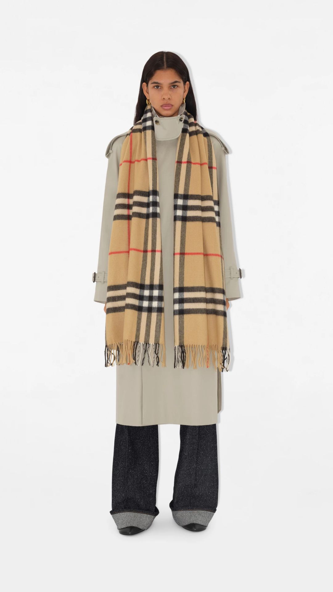 Burberry Wide Check Cashmere Scarf