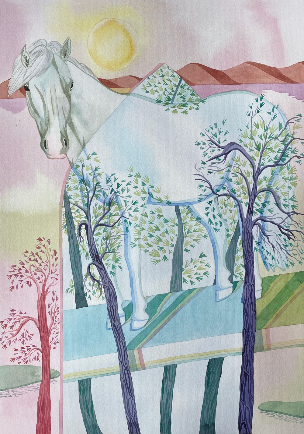 Path to the Lake, Watercolour on 300gsm Paper- 29.7 x 42 cm 2023 by Chisara Vidale