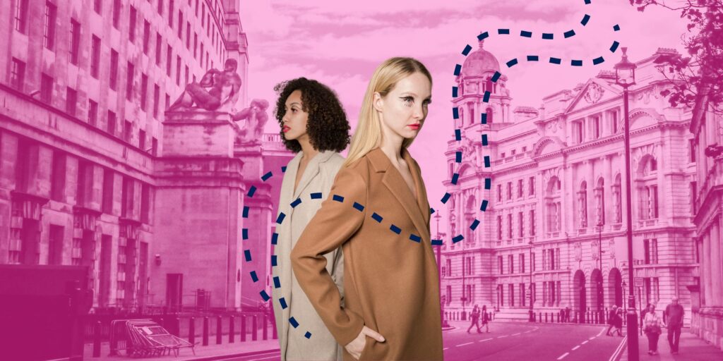 Key Findings from the UK’s 2024 Fashion Innovation Report, two models in front of a London street