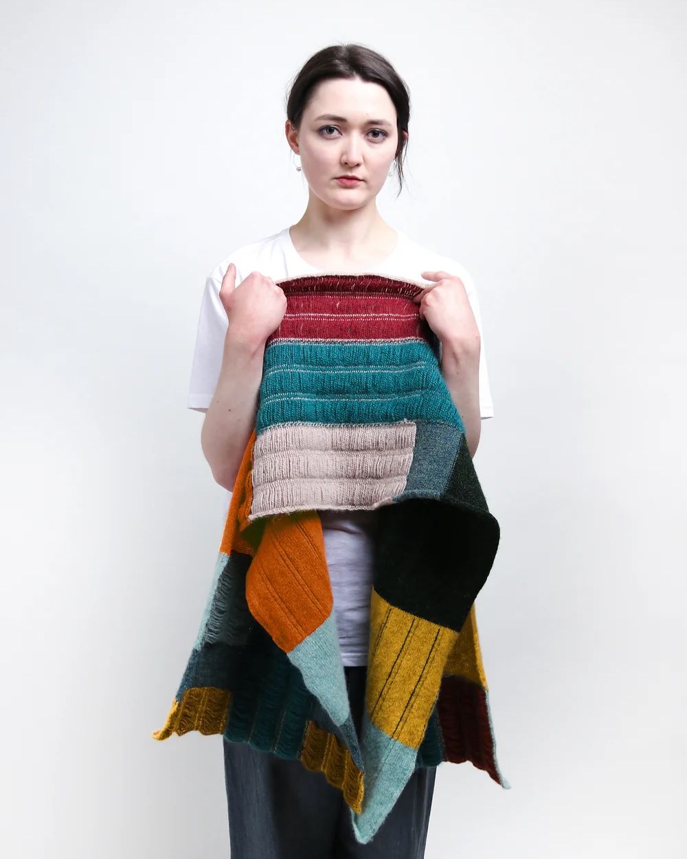 The Elin Manon Tegan Scarf Patchwork RWS Merino And Recycled Wool