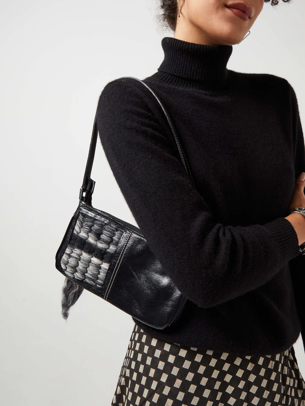Atlas Merino Wool & Leather Upcycled Mini Pouchette Bag