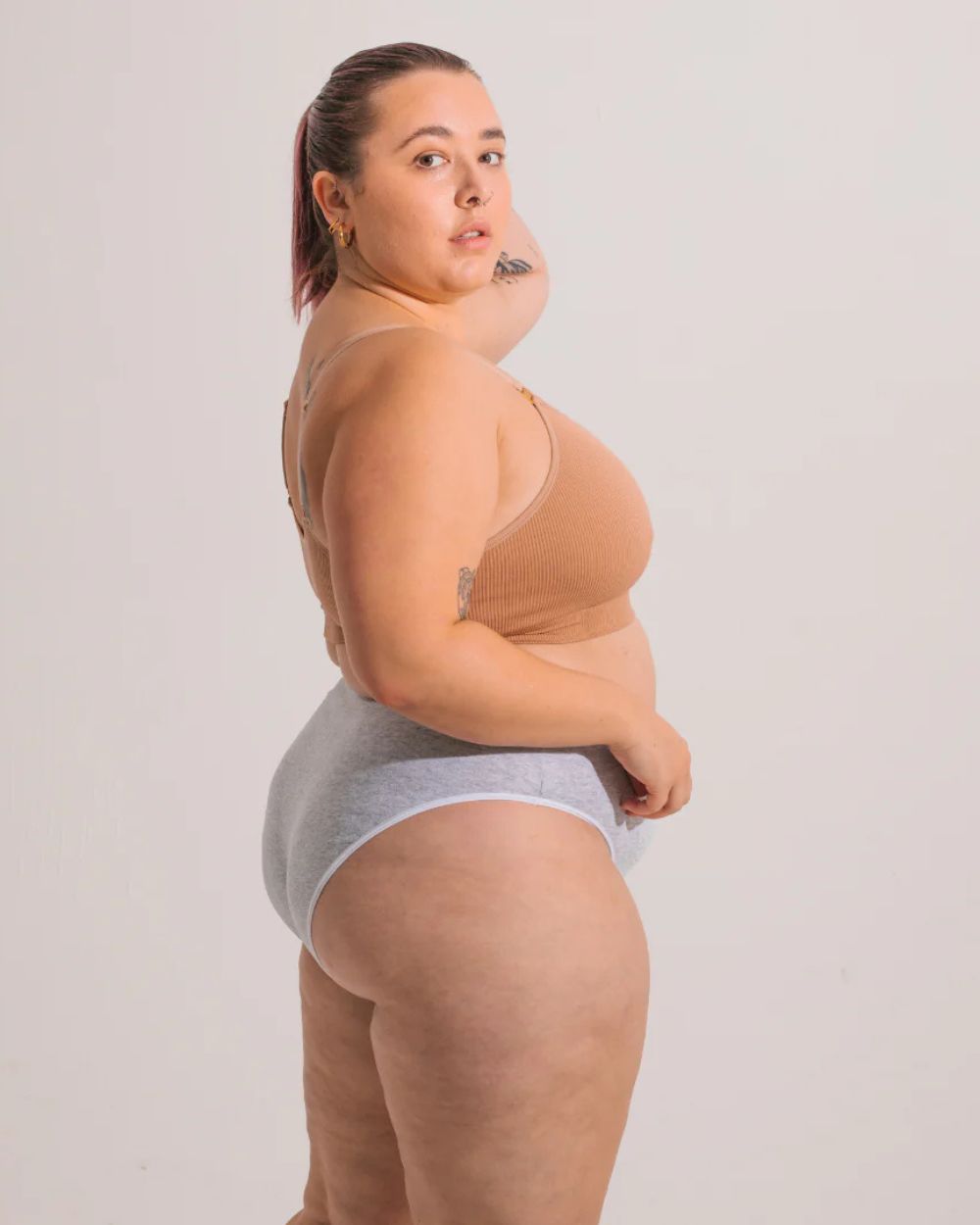Organic Cotton High Waist Underwear Brief in Grey Marle