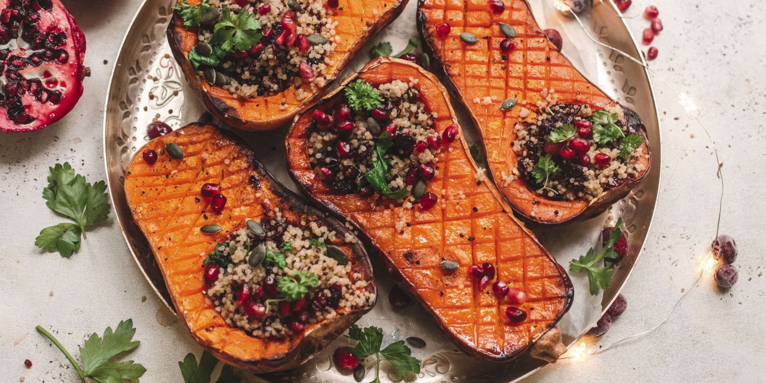 Roast Butternut Squash With Pecans & Cranberries.