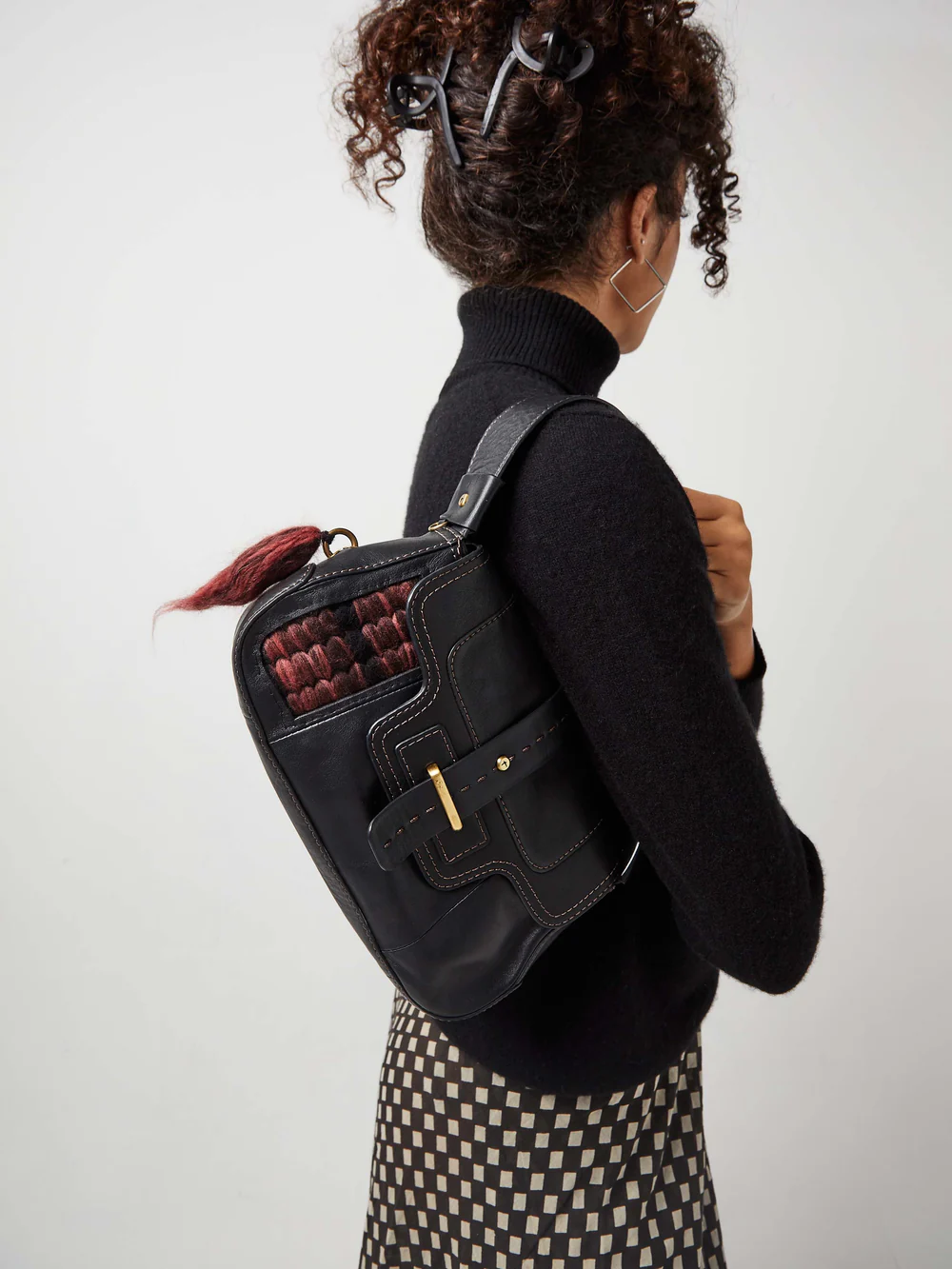 Blue Nude Zagora Merino Wool & Leather Upcycled Flap Bag