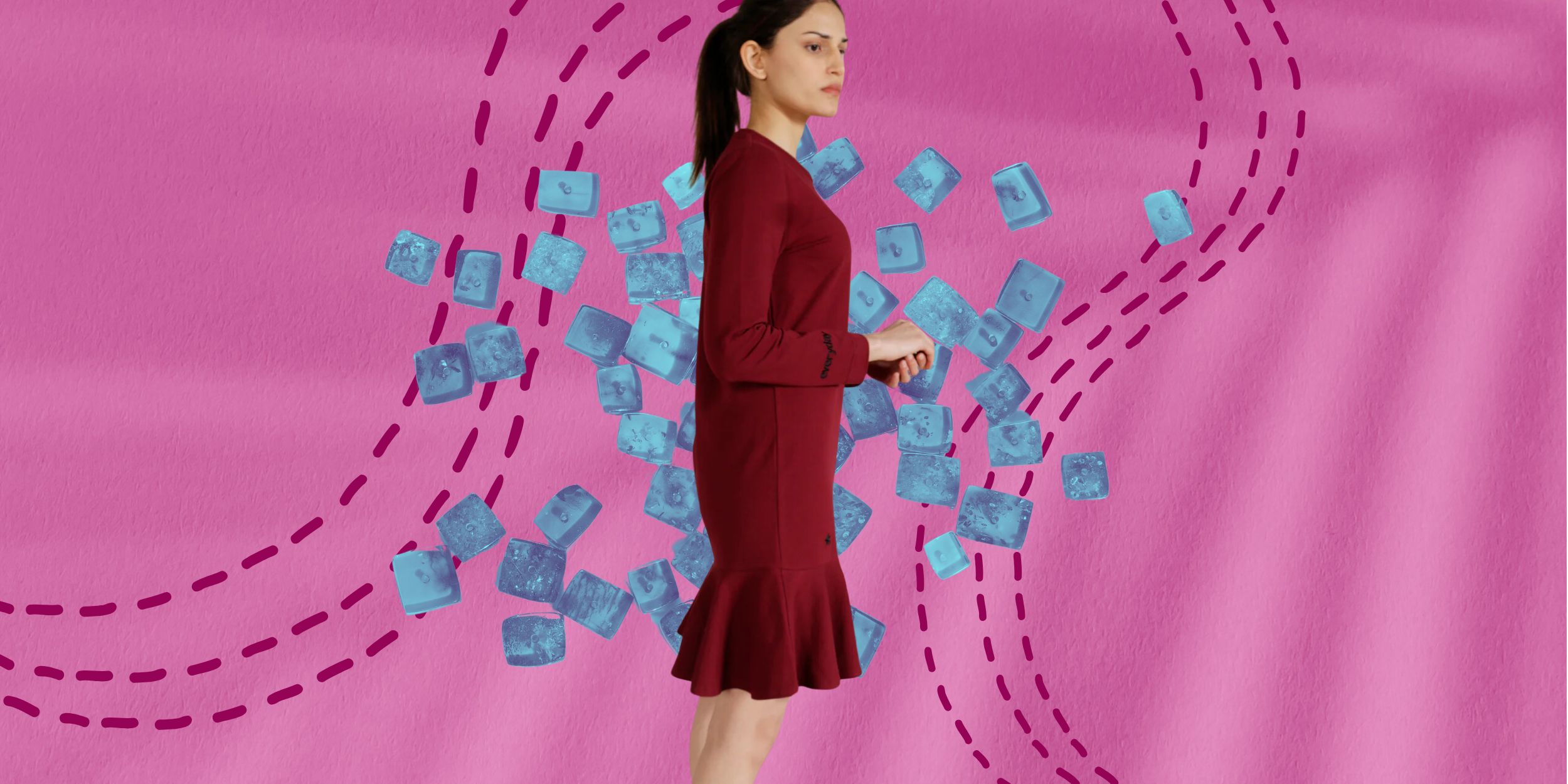 everyday phenomenal Maise Peplum Organic Cotton Eco Dress - Burgundy