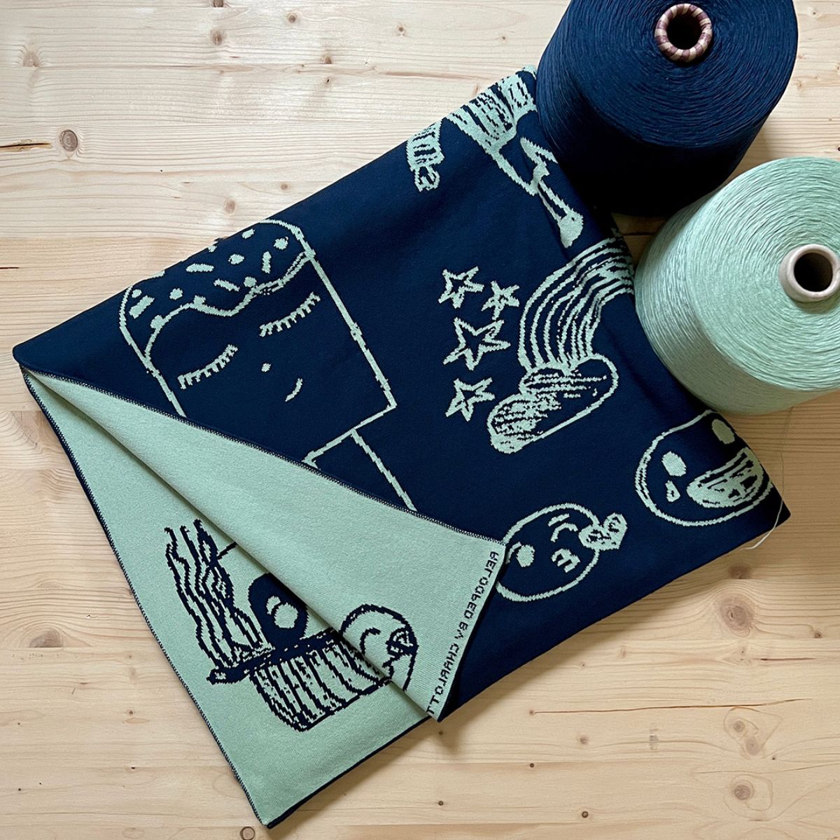 Relooped by You custom design blue and green scarf.