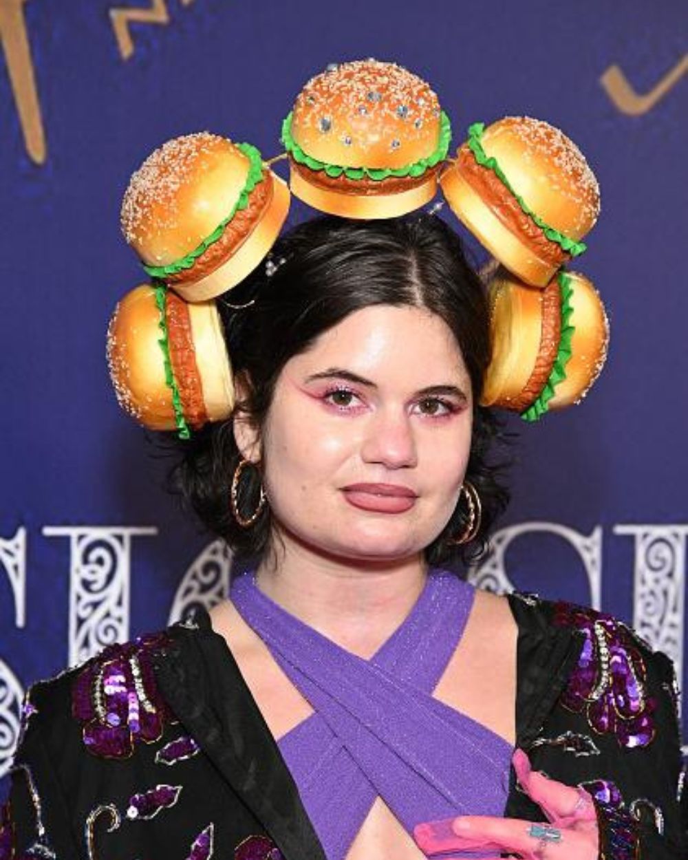 Vita Kari Portrait With Hamburgers Head dress.