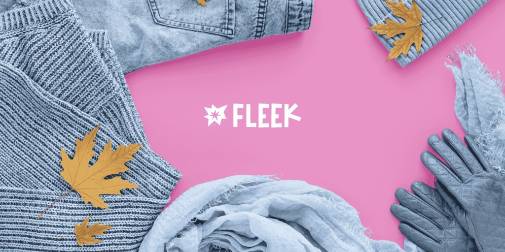 Fleek secondhand clothing bulk buying platform with secondhand clothing and autumn leaves