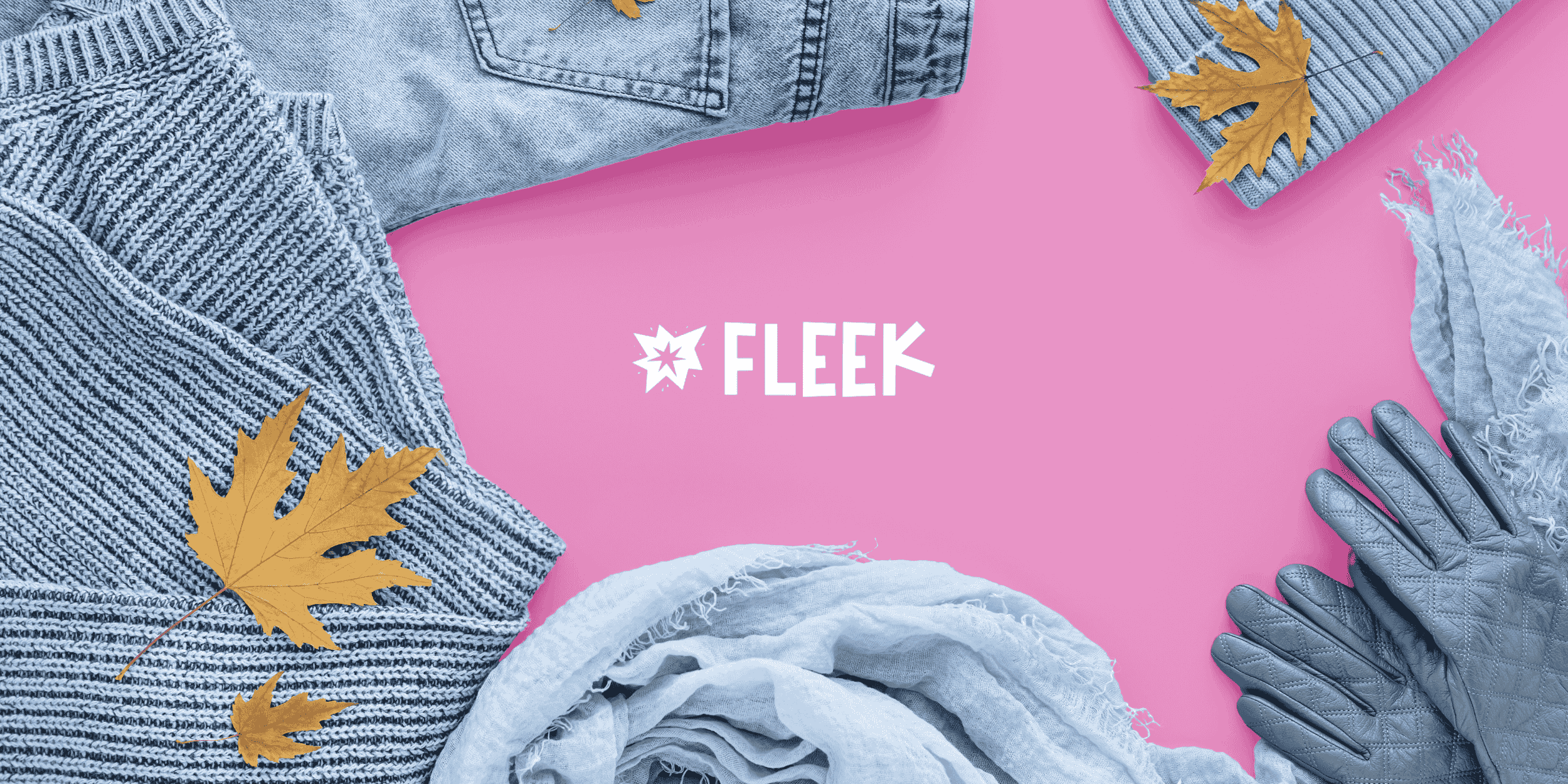 Fleek secondhand clothing bulk buying platform with secondhand clothing and autumn leaves