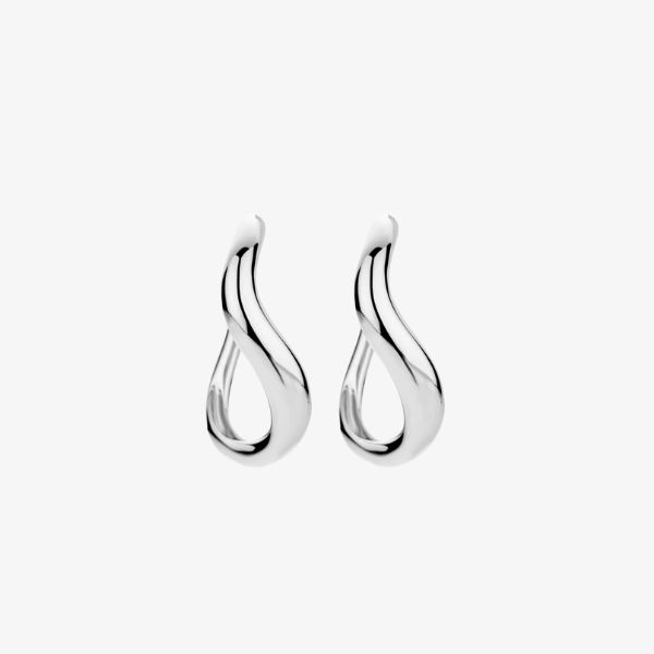 Kimai White Gold Wavy Hoop Earrings