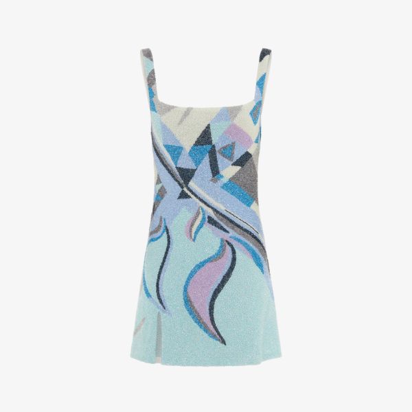 Oceanus Sofia Hand Beaded Blue Party Dress