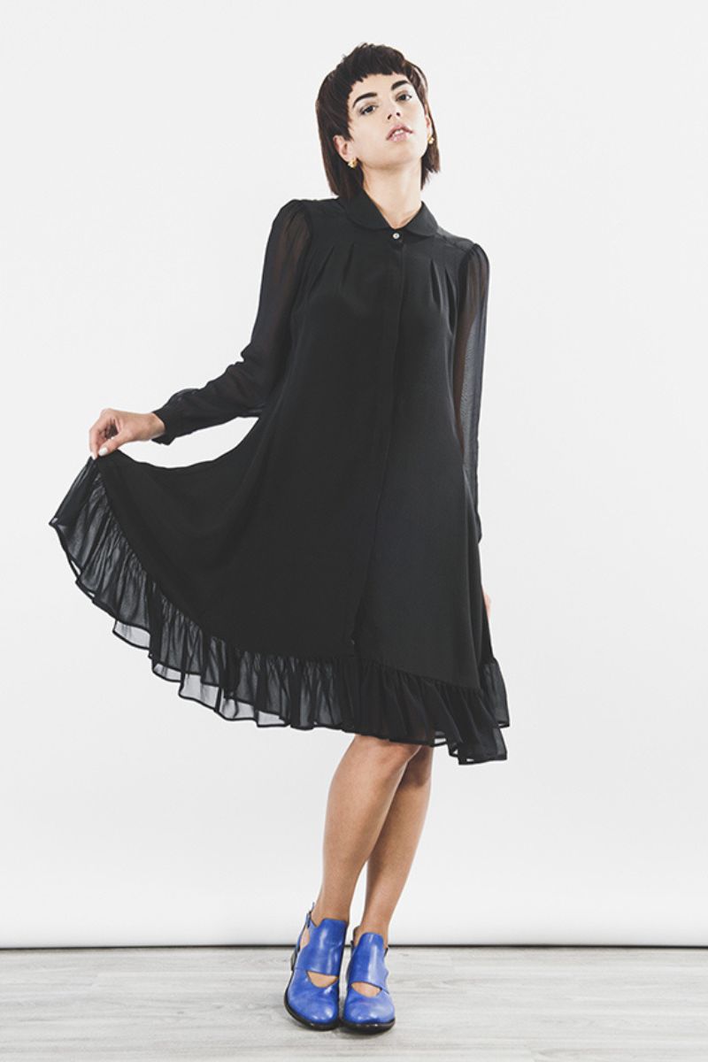 Outsider Silk Shirt Dress In Black