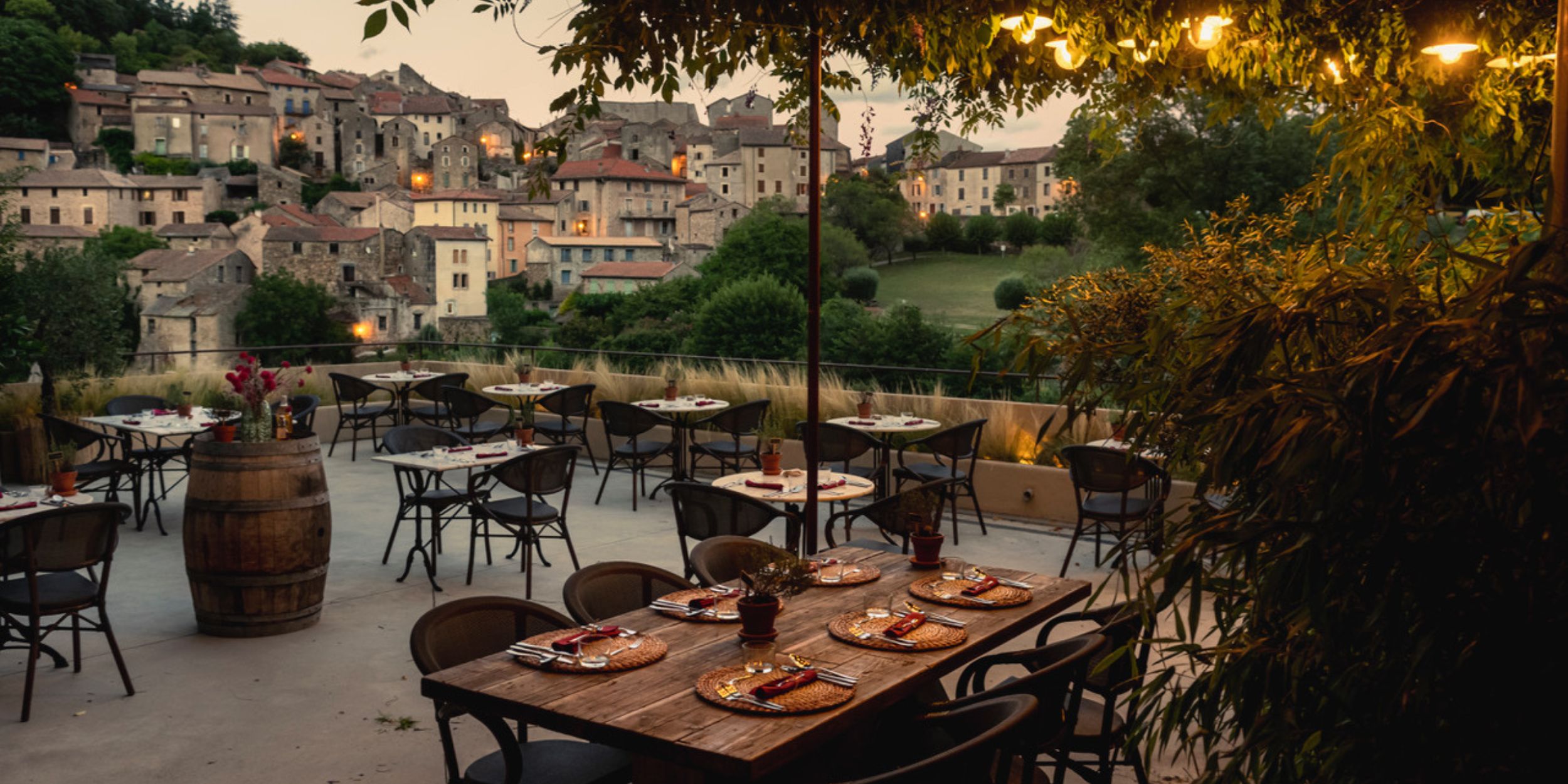 L’École d’Olargues garden terrace view
