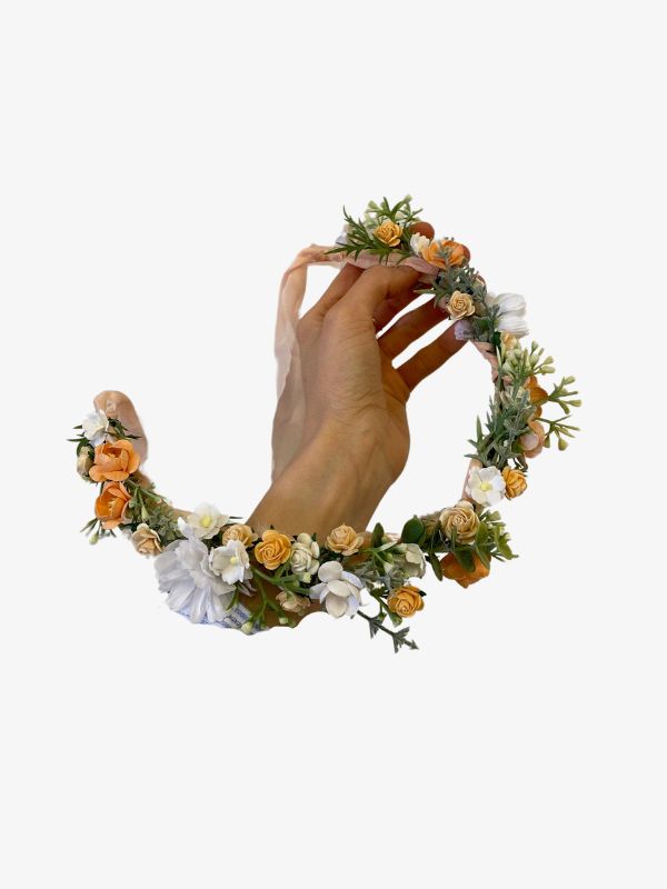 HIDDEN BOTANICS Peach Dainty Flower Crown