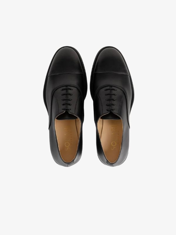 Solari Milano Men's Cap Toe Vegan Corn Leather Oxford Shoes Black