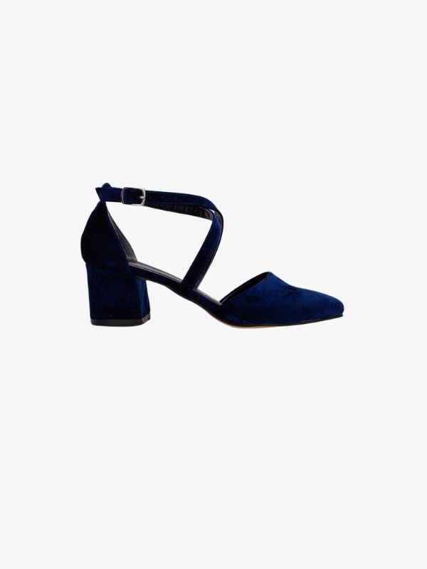 Prologue Dolly Velvet Strappy Heels IN Blue