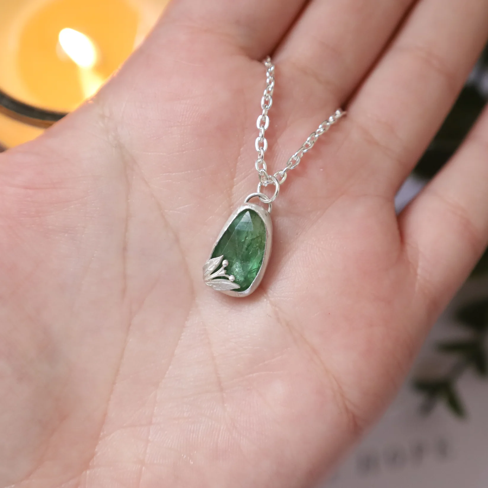 Storms & Saint Apollo Necklace Made With Silver And Moss Agate
