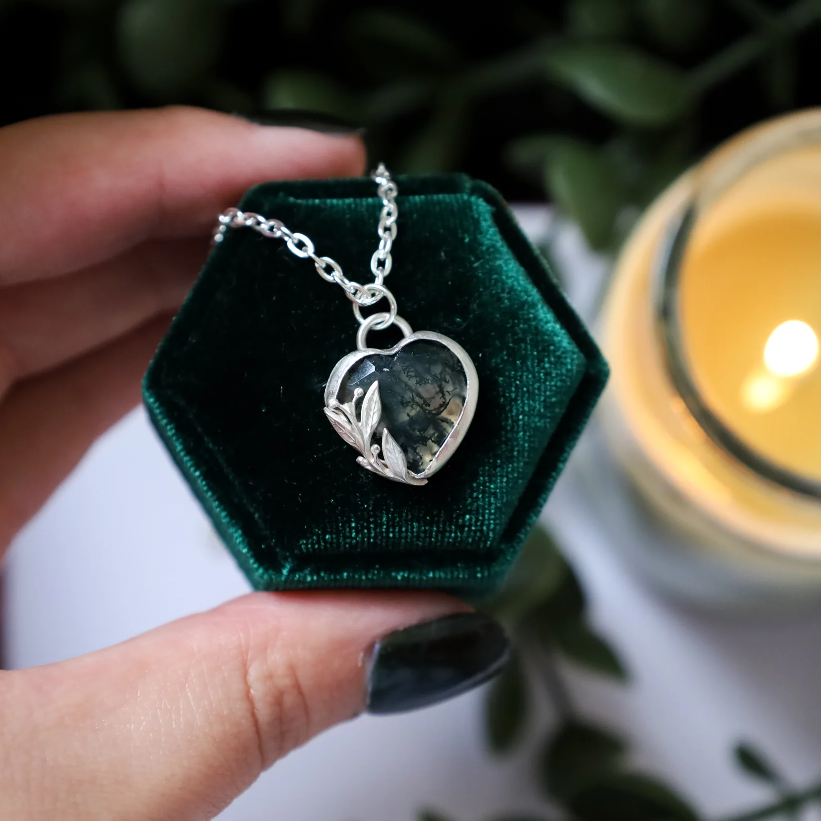 Storms & Saint Vesta Necklace (Moss Agate MTO)