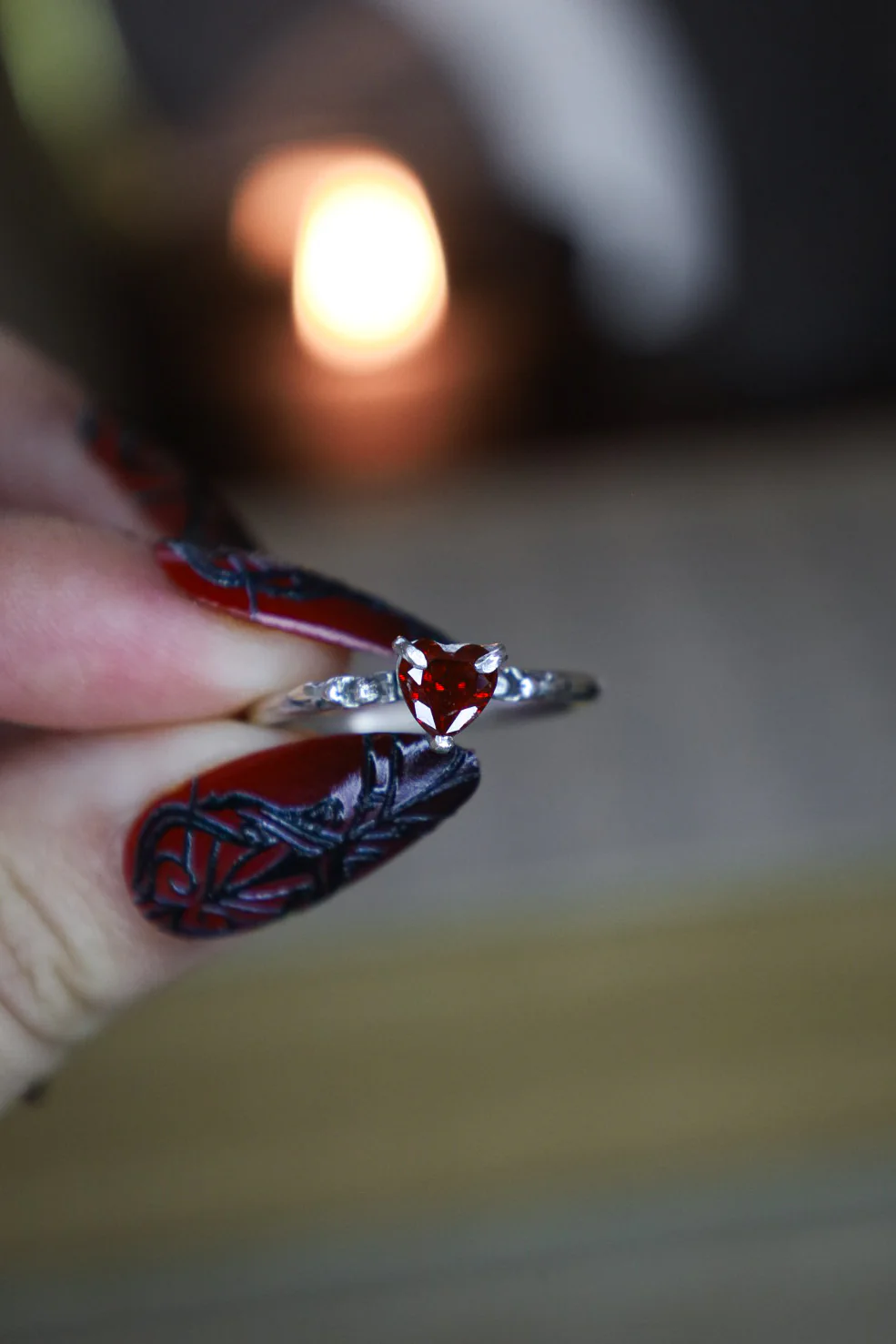 Storms & Saint Devour Ring (MTO), Made With Silver and Garnet.