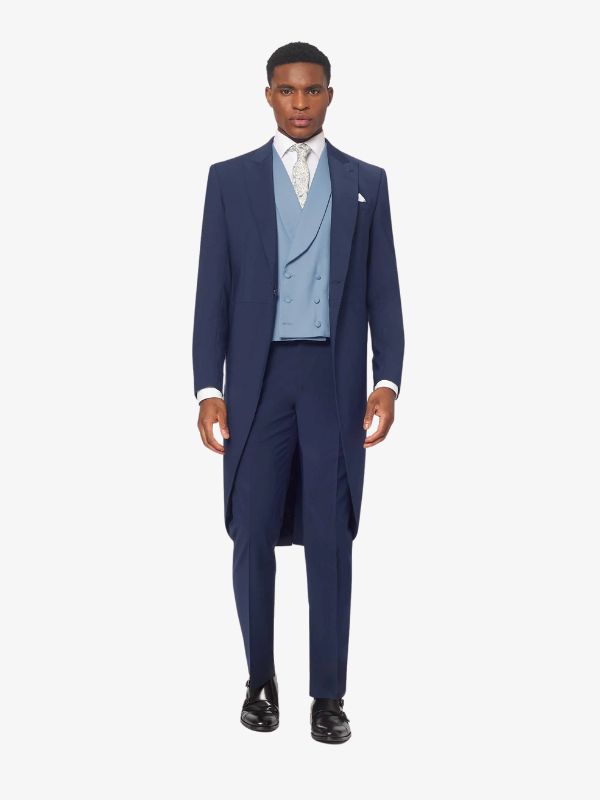 The Keadell 3 Piece Blue Morning Suit Pale Blue Double Breasted Waistcoat