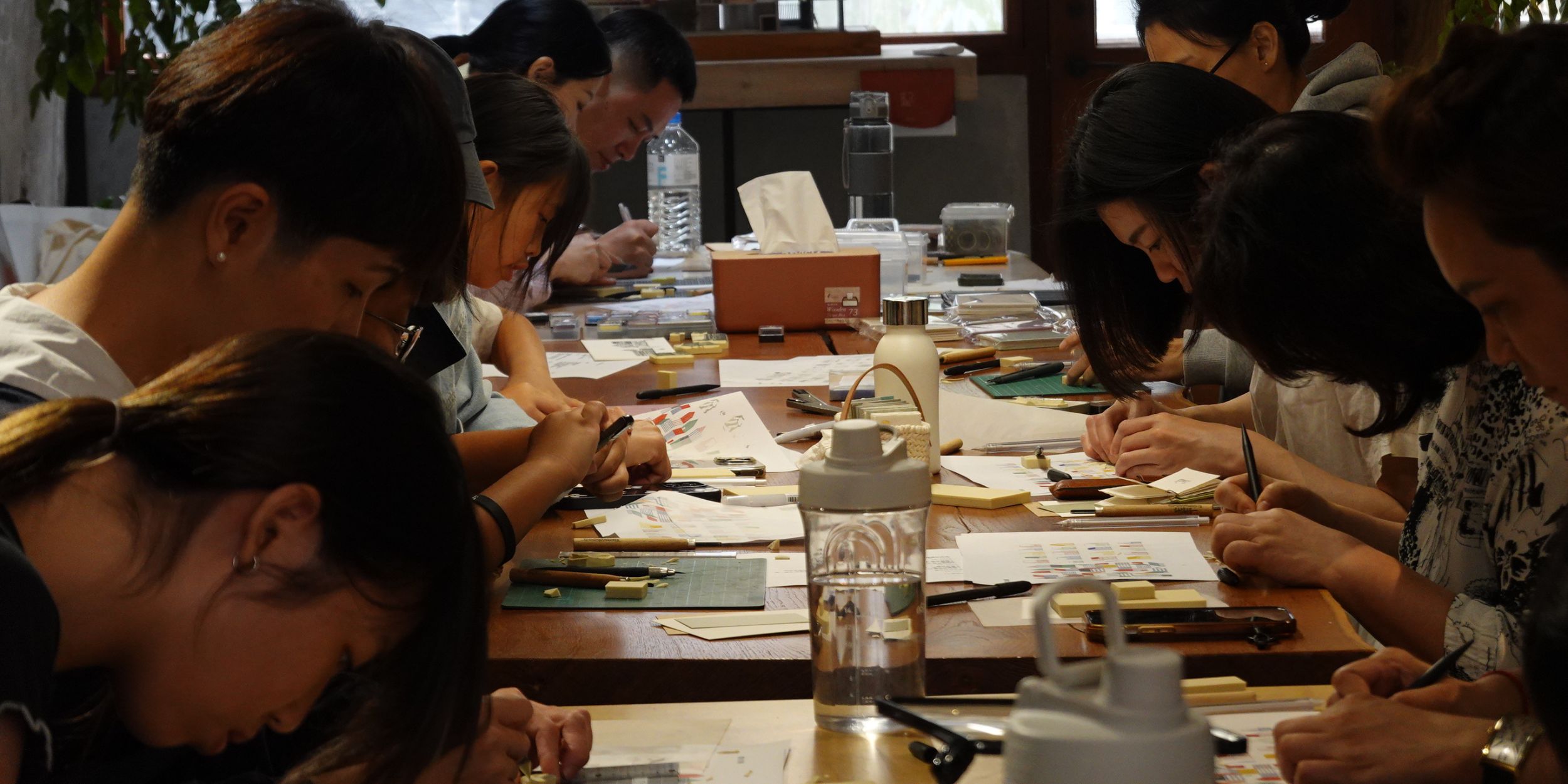 Hand-carved rubber stamp workshop
