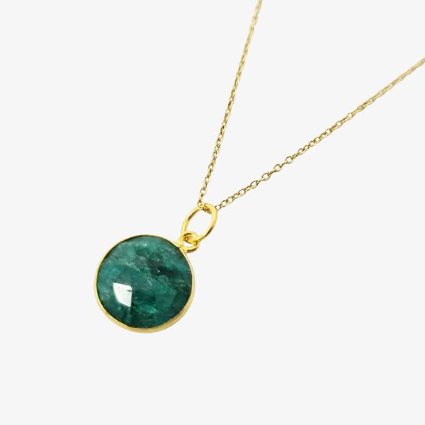 Harfi 18ct Gold Plated Glowing Emerald Birthstone Necklace