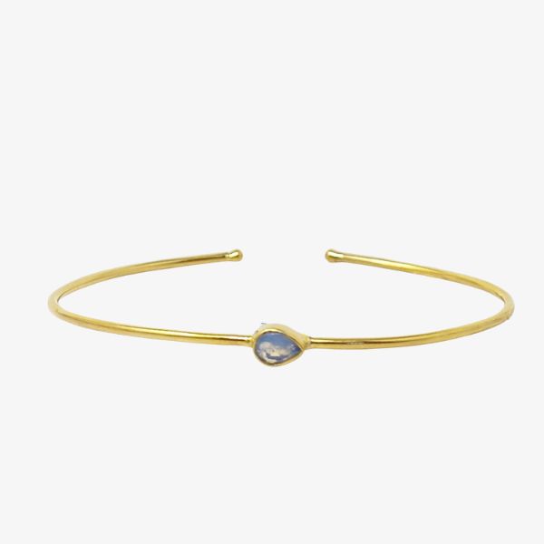 Opal October Birthstone Crystal Gold Plated Bangle