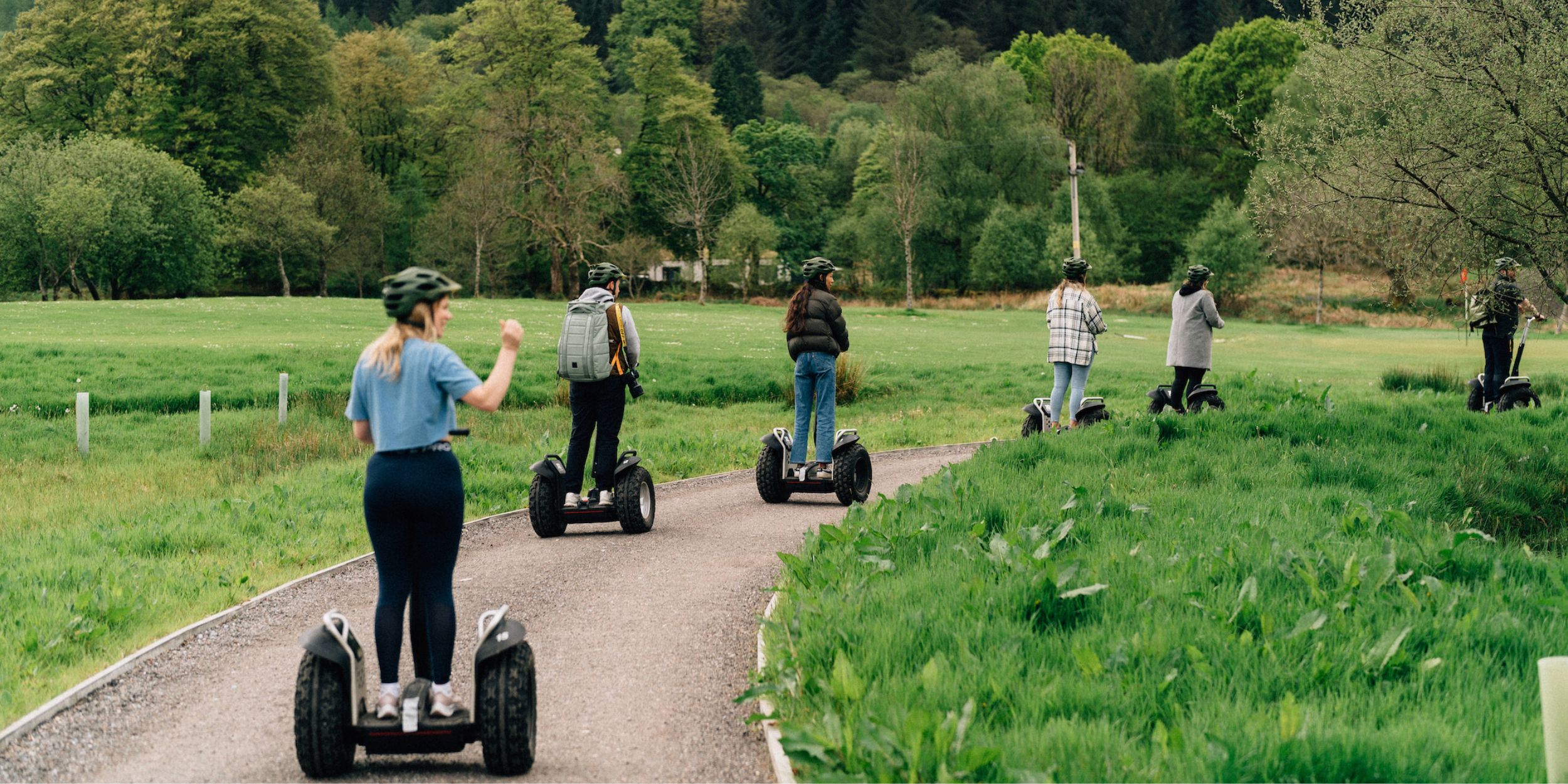 Riding on Segways through the Woodlands Glencoe Estate