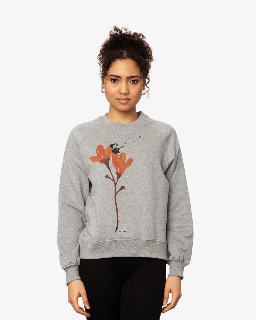 FELLHERZ Gitarrenmädchen Raglan Sweater grey melange