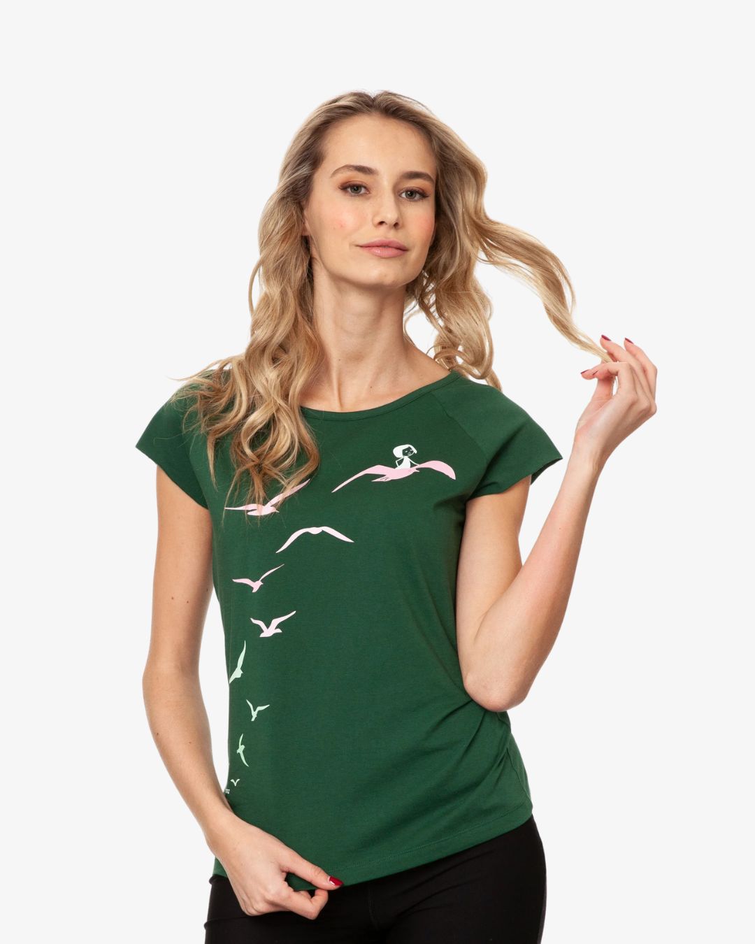 FELLHERZ Möwenflug Cap Sleeve scarab green Tshirt
