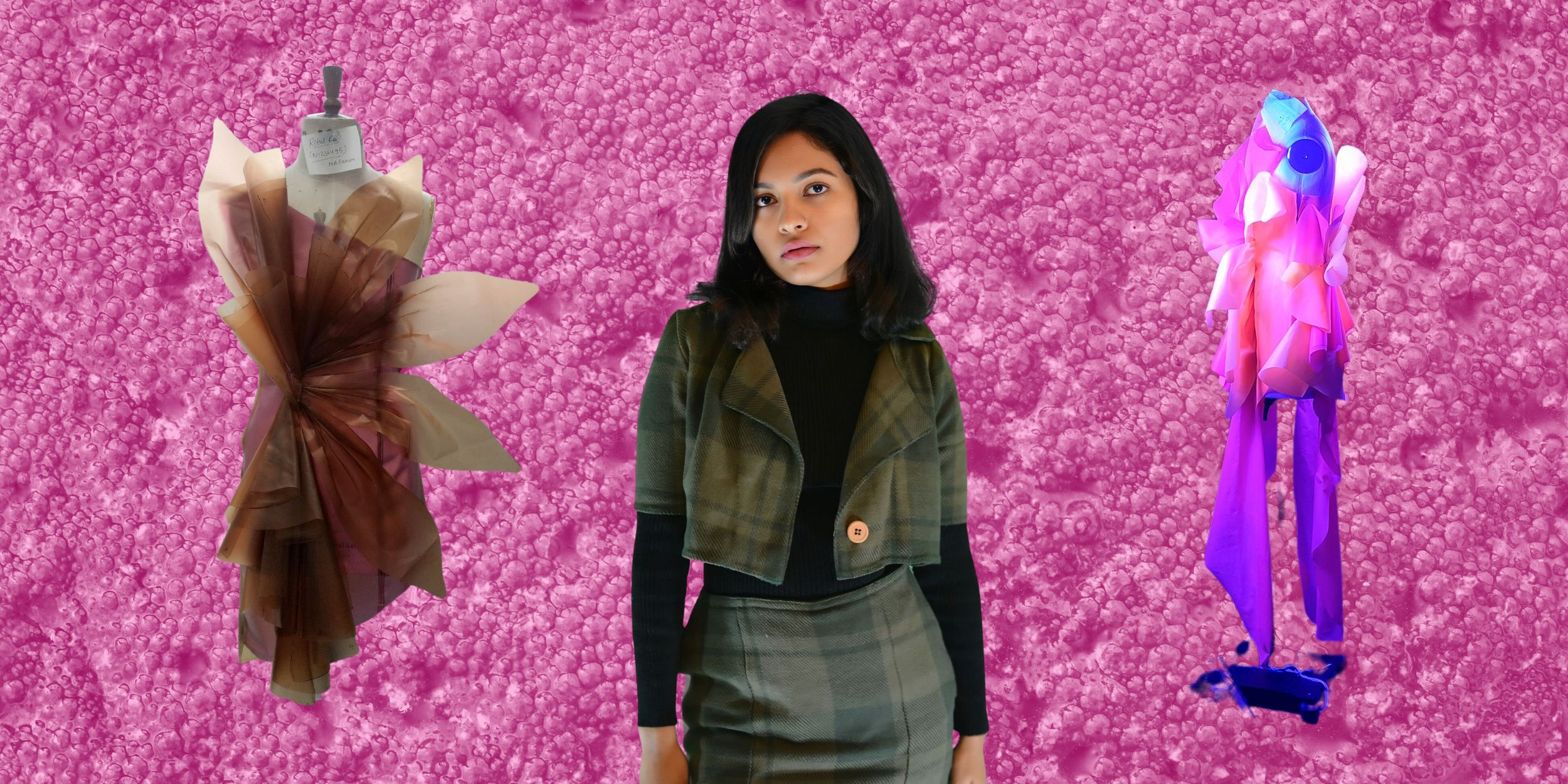 Ritual Rai portrait with two of her The Last Bio Bloom Collection