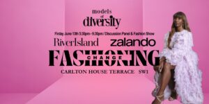 Models of Diversity Fashion Change event banner with a model and text