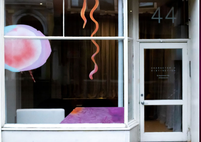 Character +Distinction Office Window By Artist in Residence Miranda Skoczek.