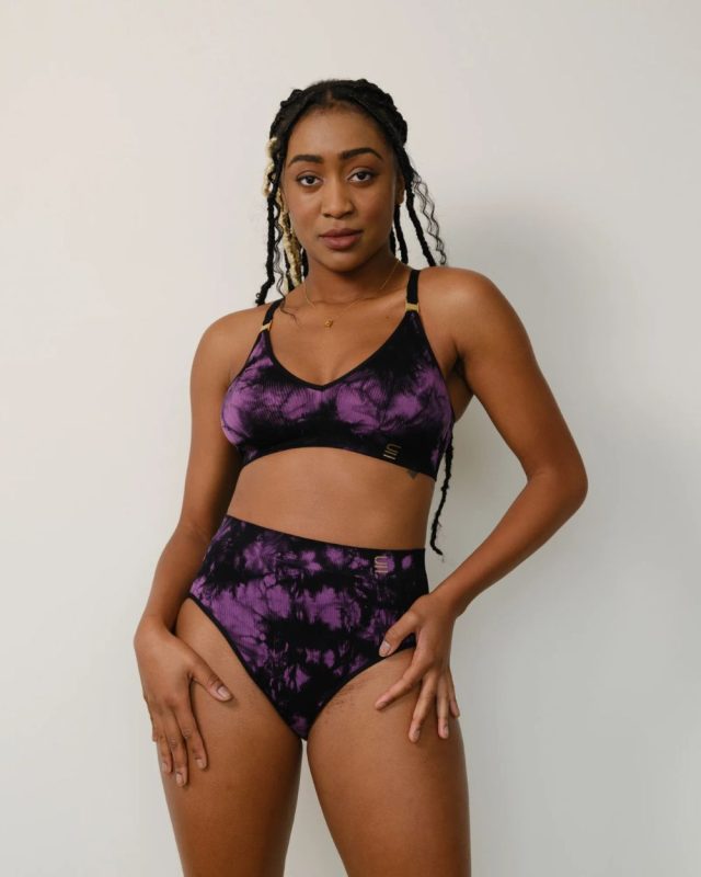 Recycled Wireless Bra A-D - Tie Dye Black Orchid