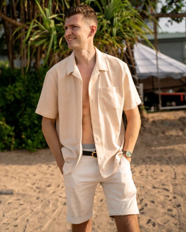 The Alexander 100% Recycled Beige Shirt Rewoundclothing